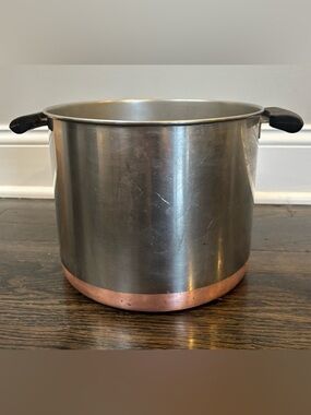 Revere Ware 1801 Copper Bottom 8 Qt Stock Pot Double Ring Pre 1968 NO LID